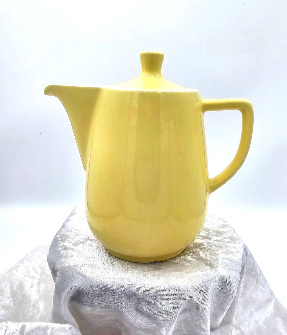 1950s Tea or Coffee Pot Yellow Melitta Stoneware Cottagecore Farmhouse Style